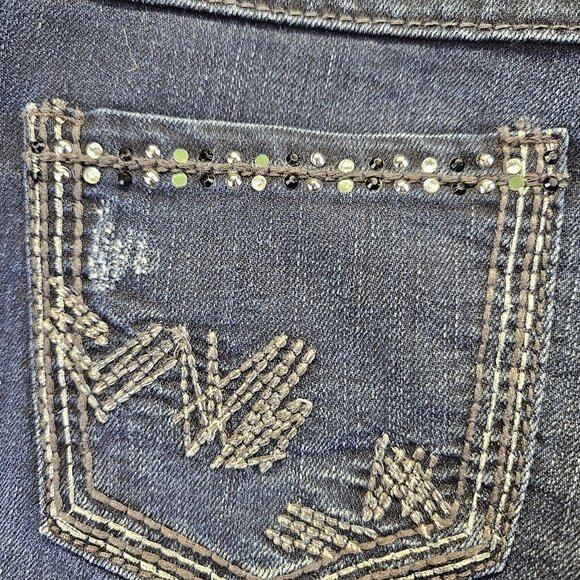 BKE Madison Skinny Jeans Womens Size 26x31.5 Dark Wash Embroidered Stretch - Picture 5 of 12